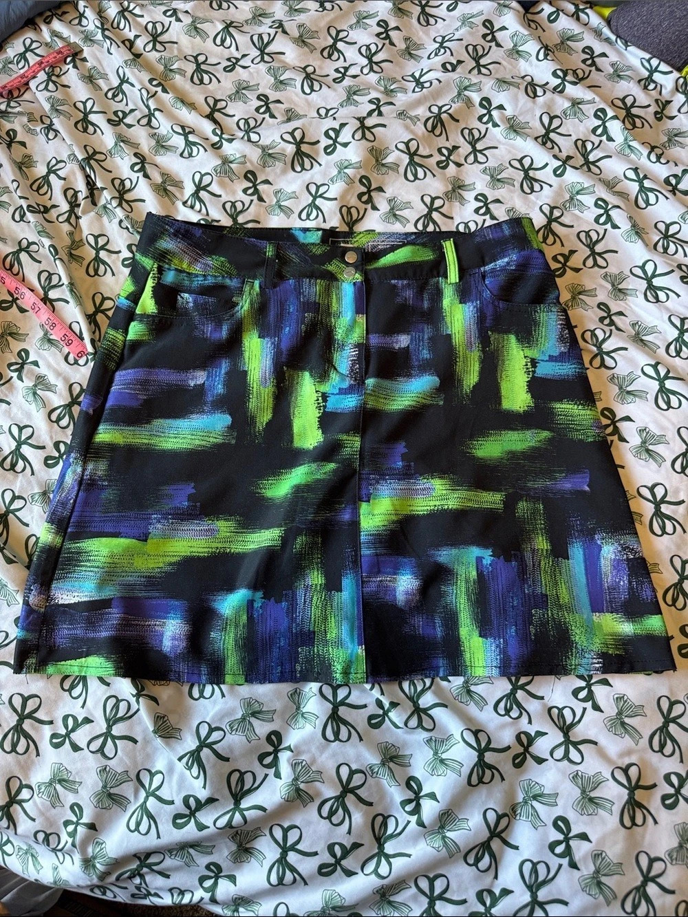 Slazenger Golf Abstract Skort in Black & Blue Size 6 b57